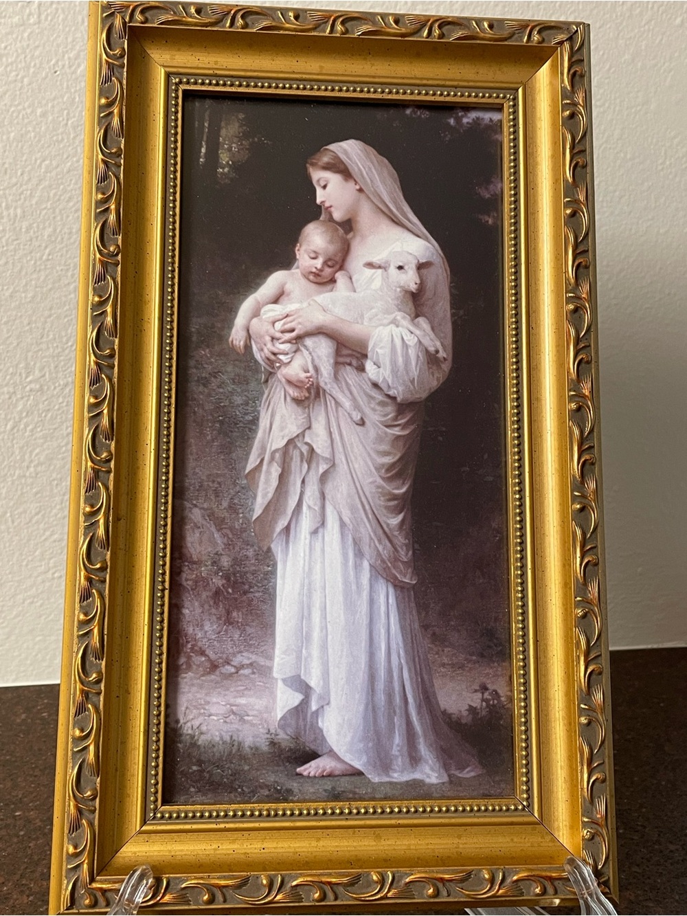 Nelson Woodcraft Superior Handcrafted Picture L’Innocence in Glass & Gold Frame